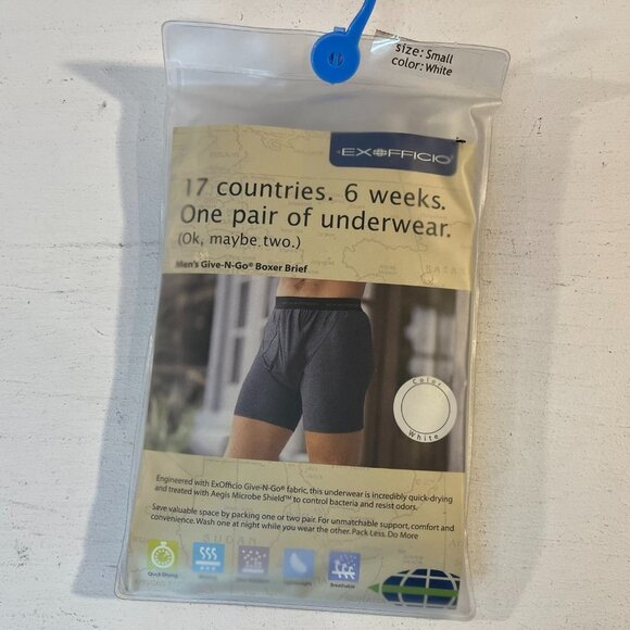 ExOfficio Men's White Give-N-Go Boxer Brief - Size Small - NWT - Picture 2 of 5